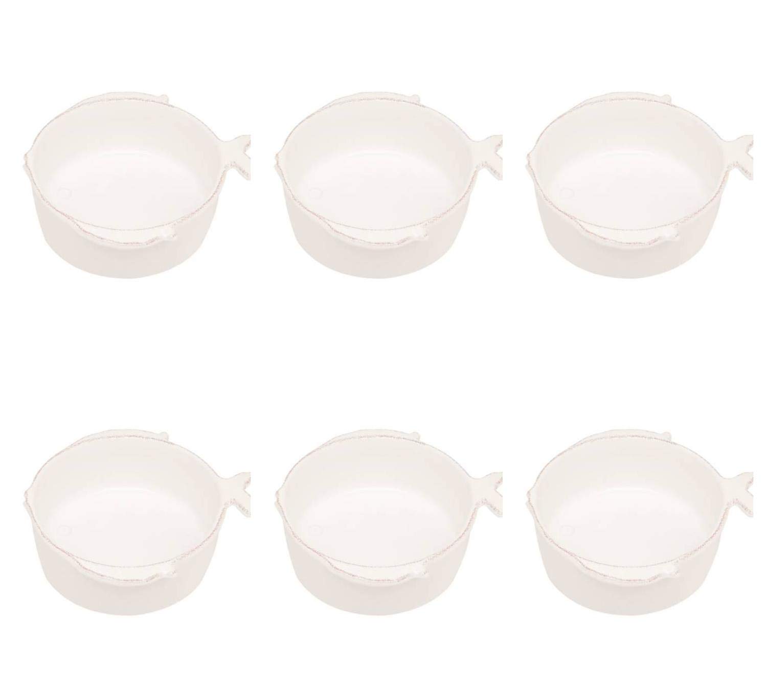 CREAFLOR HOME 6er Set Suppenteller Schale Marina Fisch 15cm weiß Bianco Keramik Virginia Casa