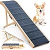 Dog Ramp for Bed, L64 W17 Foldable Pet Ramp for Small Large Dogs Cats, Dog Ramps for High Beds Car, High Traction with Platform 6 Adjustable Heights 24″ to 30″ Up to 220LBS, Wood