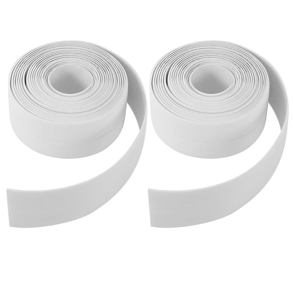2 szt. Odporna na pleśń taśma uszczelniająca z PCV do kuchni i łazienki, 38 mm x 3,2 m, biała
