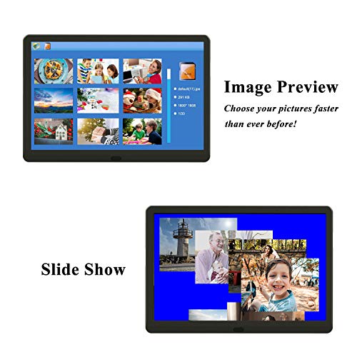 1920x1080 16:9 IPS Screen 10 inches Digital Photo Frame + 32GB SD Card HD Digital Picture Frame Widescreen, 1080P HD Video Frame, Photos Auto Rotate, Support Thumb USB Drive, SD/MMC/MS Card(Black)