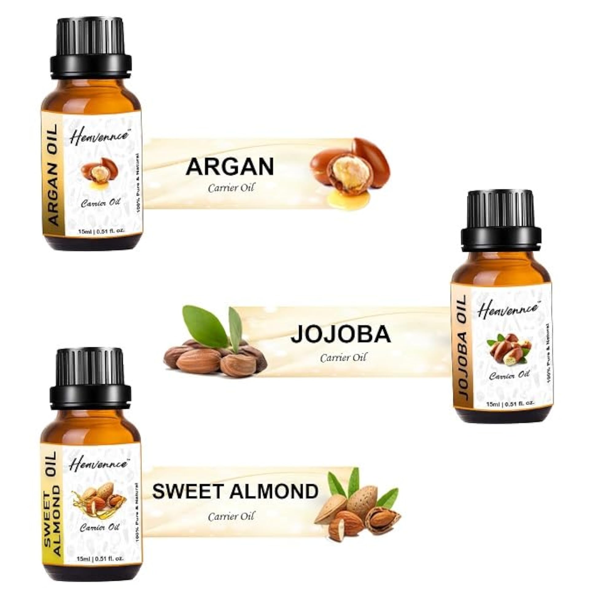 Argan, Jojoba & Sweet Almond Oil Combo, Pack of 3