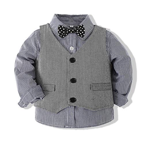 Baby Boy Gentleman Set with Dress Shirt+Bow Tie+Vest and Pants 3PC Set4