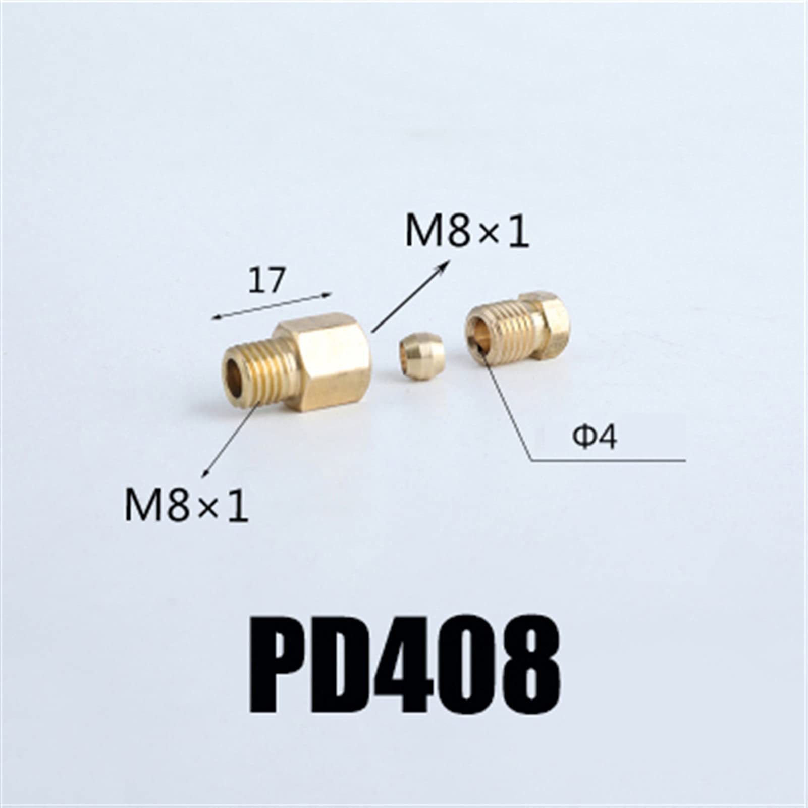 Zkenyao-Brass Connector Brass Compression Ferrule Pipe Fitting Connector for Oil Lubrication System Fit 4mm 6mm 8mm OD Tubes, Simple to Install (Color : PD408)
