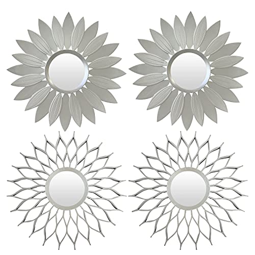 SGUTEN Mirror Wall Decor Pack of 4,Bathroom Gold Mirrors for Wall Design Vintage & Wall-Mounted Mirrors Decorative for Living Room + Circle Small Hanging Mirrors Wall Decor Like Sunshine As Gifts