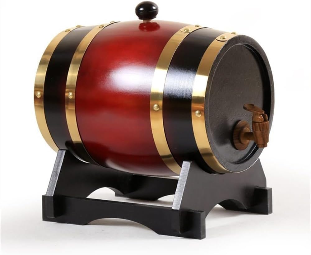Wine Barrel with Stand - Wood Barrel for Aging Whiskey, Bourbon, and Beer - Home Bar Alcohol Dispenser - Decorative Party Accessory
