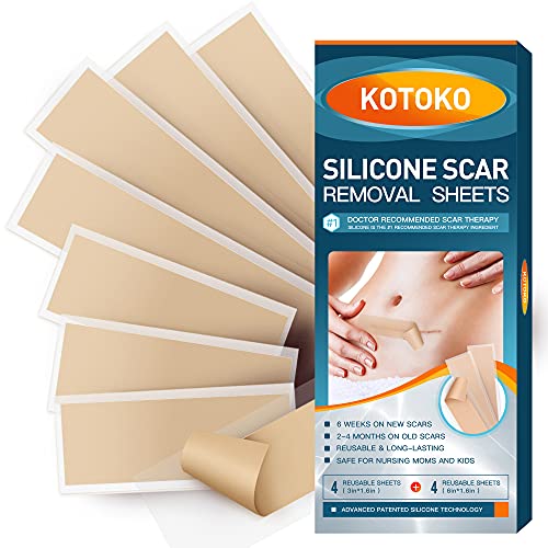 Medical Grade Silicone Scar Removal Sheets for Scars Caused by Keloid, Surgical, C-Section, Burn, Hypertrophic, 8 Reusable Sheets (3