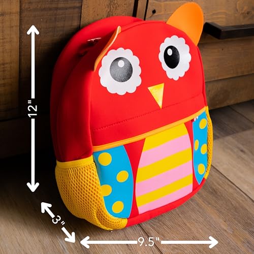 Cute Owl Toddler Backpack for Girls – Lightweight Preschool Daycare Bag with Side Pockets – Red Animal Design for Ages 2–5 – Soft, Durable, and Adjustable Straps2