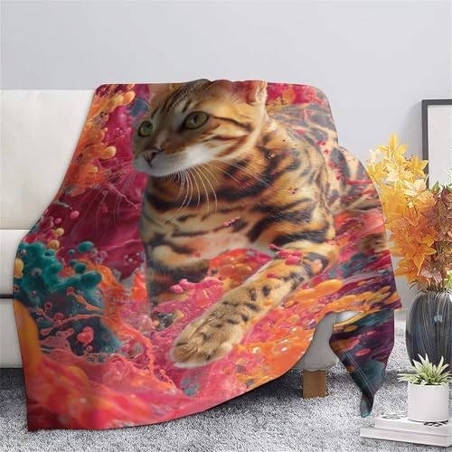 Couverture microfibre chat mignon 3D idée cadeau plaid polaire douceur