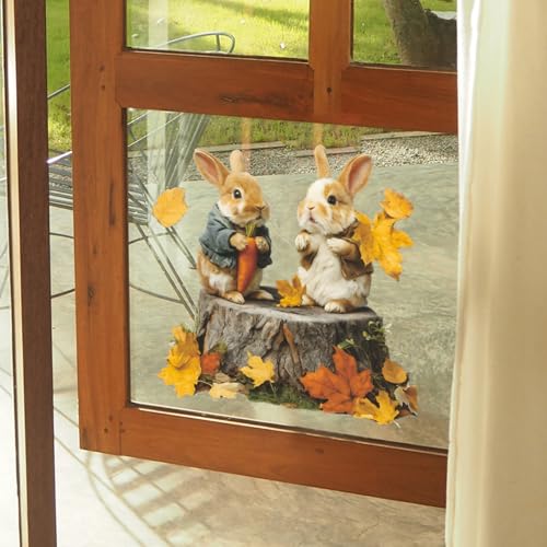 Vinilos decorativos Achang con conejitos otoñales acuarelados miniatura 5