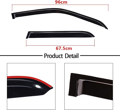 Miniatura 4 de INEEDUP Viseras de ventana para Honda CRV 2002-2006, protectores de lluvia adhesivos, deflectores de ventana lateral, 4 piezas (2 piezas para
