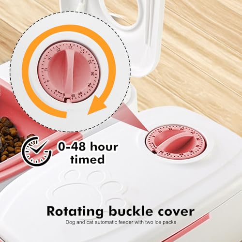 Futterautomat Katze Nassfutter, 2 Mahlzeiten Katzenfutter Automat Katzen Futterautomat mit 48 Stunden Timer 700 Ml für Katzen und Kleine Hunde Geeignet Für Nassfutter und Trockenfutter