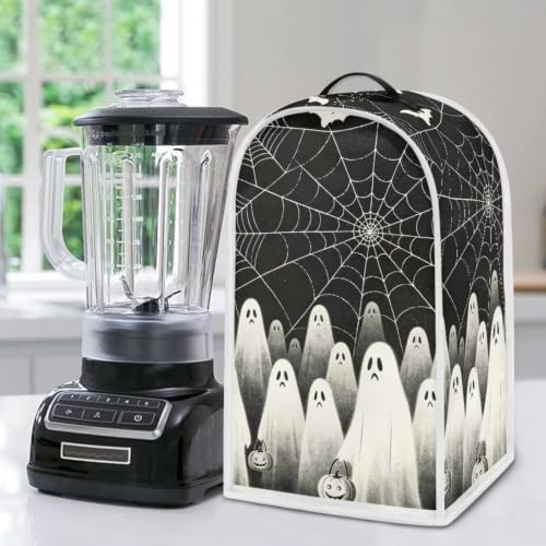 Image of Web Ghost Blender Dust Cover, Anti Fingerprint Polyester Stand Mixer or Coffee Maker Appliance Protector, Stain Resistant Blender Cover for Kitchen Appliance Cool Halloween Decor