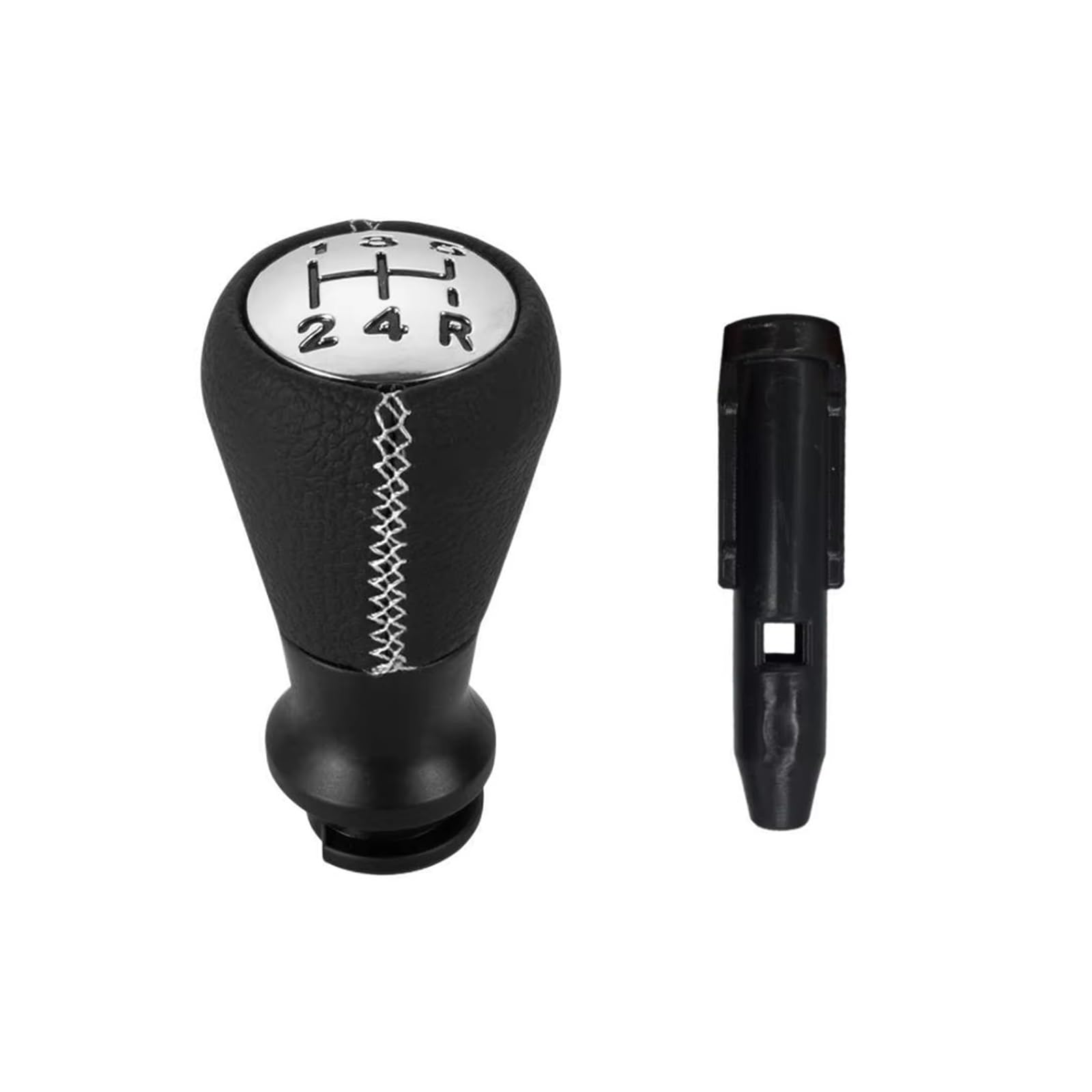 Qwqaab White A Manual Gear Knob For Peugeot 207 307 406 For C3 C4 C5 Chrome Collar Case Manual Gear Shift Knob Pu Gaiter Boot(White A)