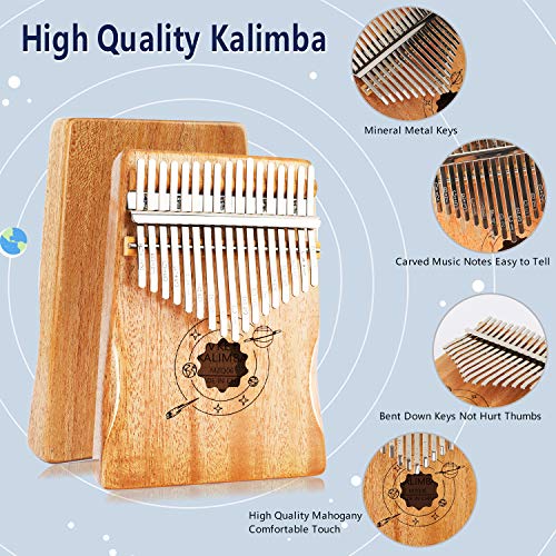Kalimba 17 toetsen duim piano, vinger piano met muziekboek & Tune hamer, draagbare Mbira Sanza Afrikaanse houten vinger… - Image 3