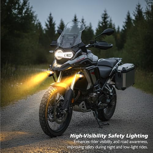 Image of OBEROI'S TRADERS Universal Motorcycle LED Fog Light Helmet Design | Dual Color White & Yellow | High /Low Beam | Waterproof Auxiliary Lamp for Bike & Scooter (Pack of 2)
