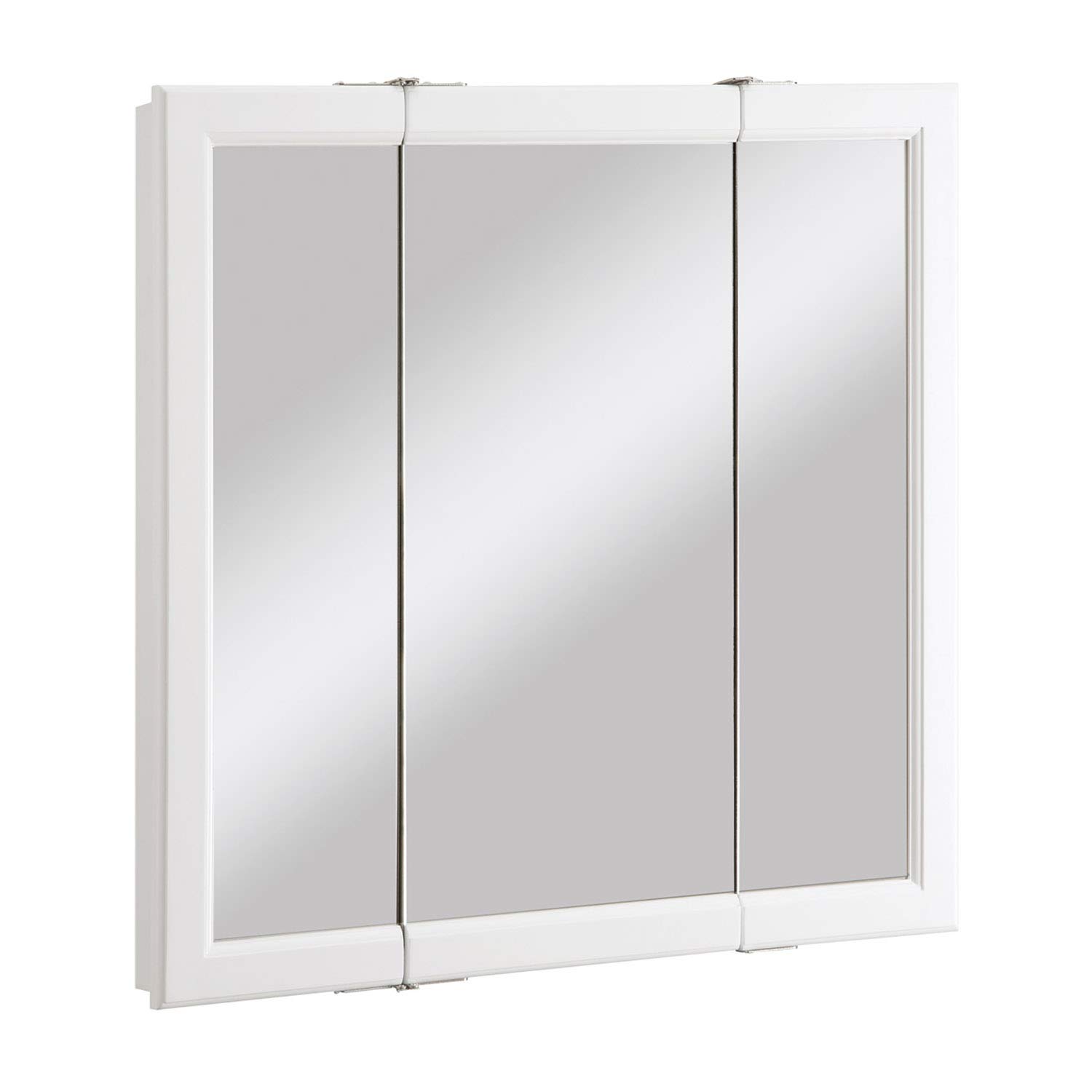 Design House 545293-WHT Assembled Framed Tri-View Surface-Mount Bathroom Medicine Cabinet Mirror, 30" W x 4.75" D x 30" H, White