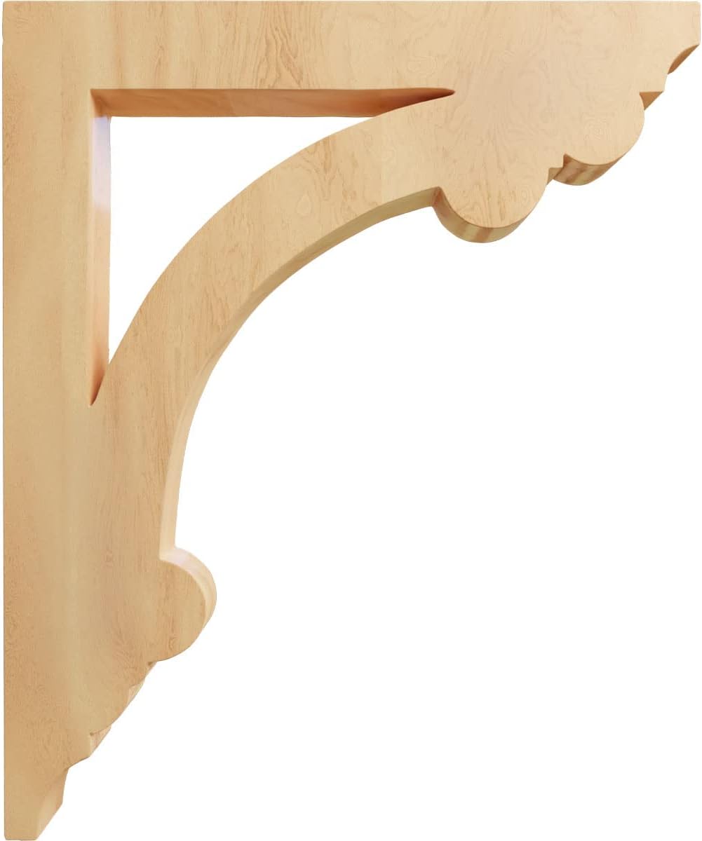 Ekena Millwork CORW02X10X12ELRO Large Ellis Wood Corbels, 1 1/2"W x 10"D x 12"H, Red Oak