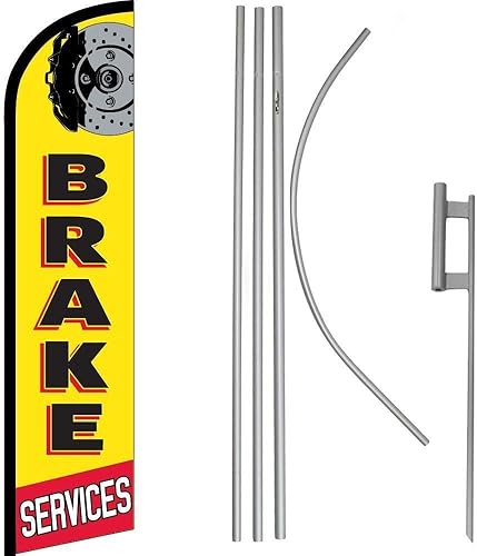 Premium Brake ServicesRed Windless Flag & 16ft Flagpole KitGround