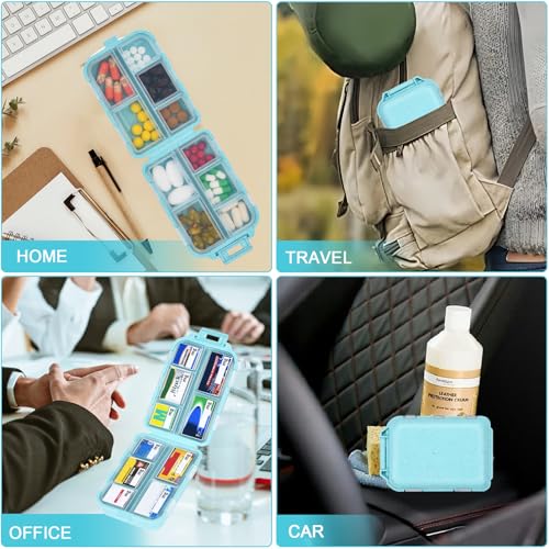 Image of Large Blue Pill Organizer with 189 Labels, Travel Pill Case for Women (1 Pack)
