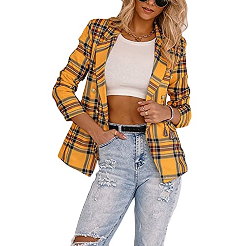 Blazer Corto da Donna a Quadri, in Tartan, con Maniche