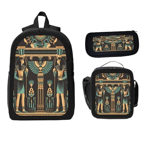 hongjinglin Mochila com 3 peças, ajustável, leve, com lancheira isolante e bolsa de lápis, mochila para laptop, Cor 34