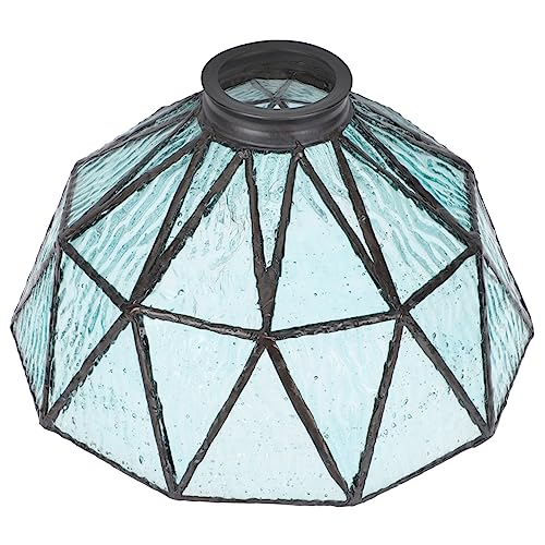 SHINEOFI Pantalla de cristal retro pantallas lámparas de época techo decoración antiguo comida Reemplazos transparentes de sombra de vidrio sombra de luz de vidrio sombra clara bohemia Azul