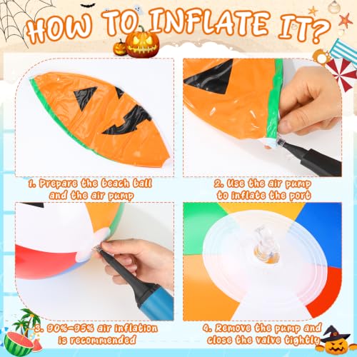 Roowest 12 Pcs 10 Inch Halloween Summer Beach Balls Bulk Inflatable Pumpkin - image 3