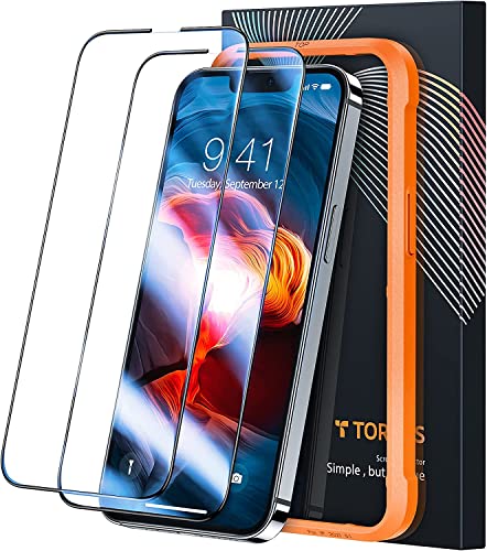 TORRAS Militärische Vollbild für Panzerglas für iPhone 12/12 Pro Schutzglas (9H Härte Full Screen) Unzerstörbare 3D Schutzfolie mit Installationswerkzeug (2 Stücke) Cover