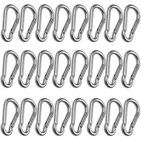 CBTONE 25 Pack 2 Inch Spring Snap Hook Stainless Steel 304 Clip Keychain Heavy Duty Quick Link Hook for Camping Fishing Hiking Traveling Cover