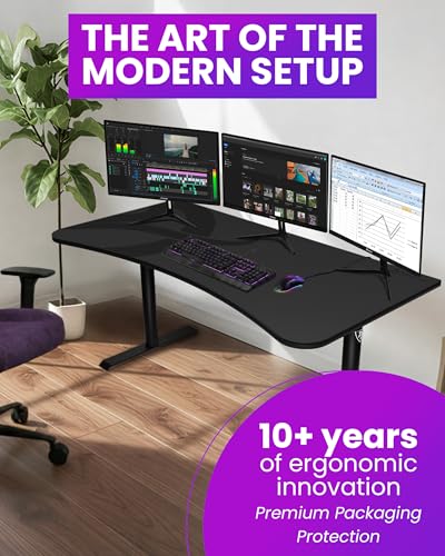 Image of Arozzi Arena Ultrawide Curved Gaming Desk Dark Grey