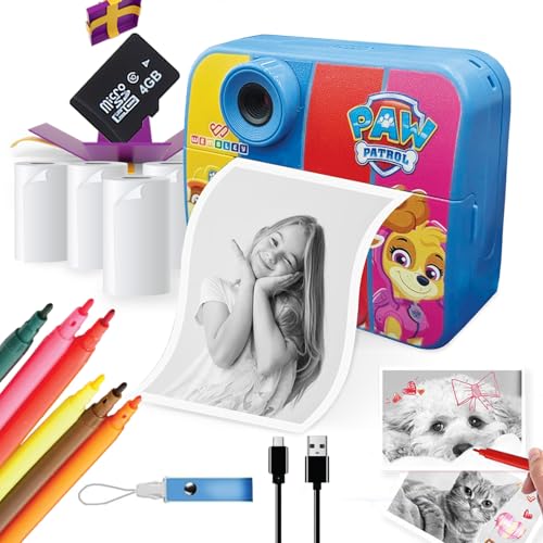 Image of Wembley DIY Instant Print Digital Camera for Kids 3+| Includes Print Rolls, 4GB SD Card & Strap| Fun Birthday Gift for Boys & Girls (Paw Patrol Theme)