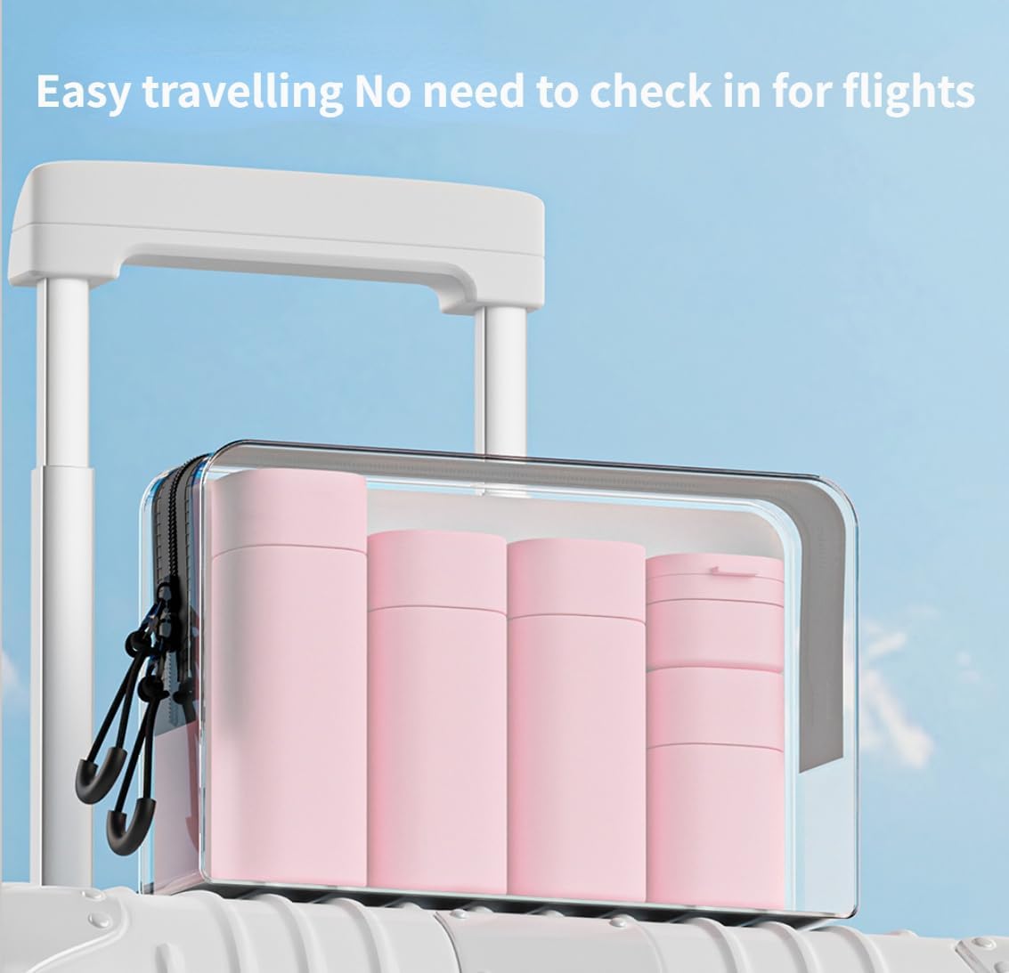 Reiseflaschen für Toilettenartikel, 5 Stück, TSA-zugelassene Behälter in Reisegröße, auslaufsicher, nachfüllbar, für Shampoo und Spülung, Reiseutensilien, mit transparentem Kulturbeutel (grau)