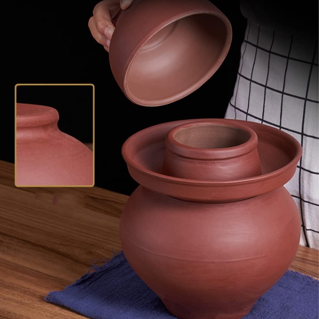 Traditional Chinese Porcelain Pickle Jar, Natural Purple Ceramic Fermentation Crock Pickling Pot,Fermenting Jar with Water Seal Airlock Lid Stoneware Fermenter 4KG