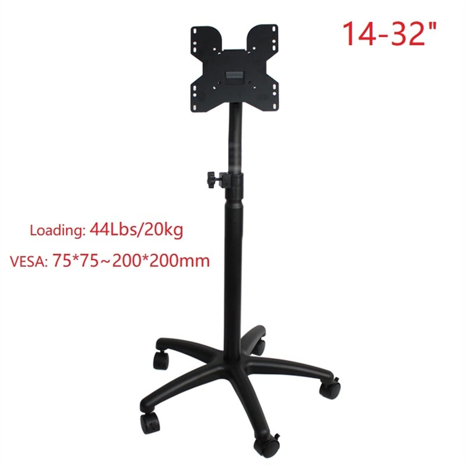 Supporto per Braccio Monitor Supporto per Monitor per impieghi gravosi Carrello Mobile per Schermo LCD a LED da 14"-32", Supporto per Monitor Regolabile in Altezza, Supporto per Monitor