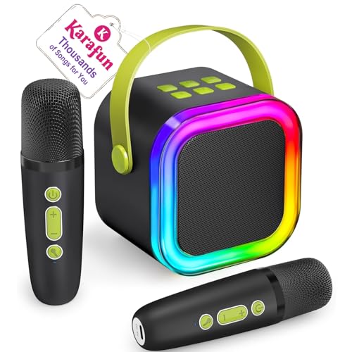 Mini Karaoke Machine for Kids, 2025 TOP Toys Birthday Gifts Ideas for Girls Ages 4, 5, 6, 7, 8, 9, 10, 12+ Years Old, Portable MP3 Player with 2 Wireless Mics for Party