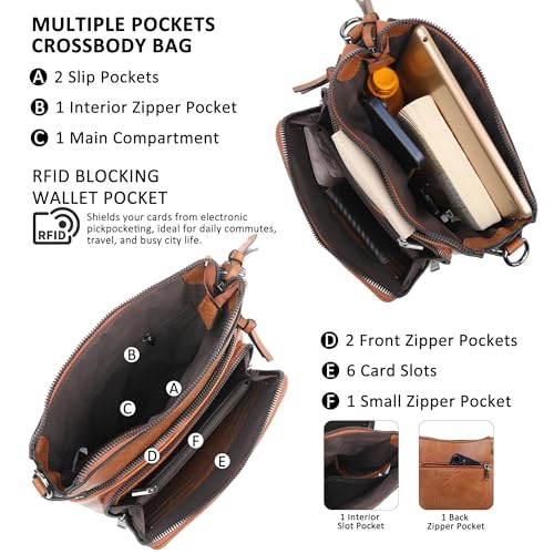 TANTOMI Women's Casual Crossbody Bag, Stylish and Functional Everyday Shoulder Purse with Adjustable Strap for Travel & Commute, Light Brown — view 3