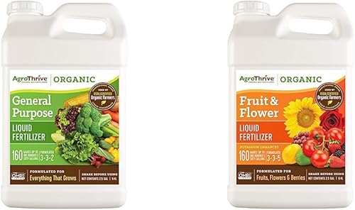 AgroThrive Fertilizante líquido orgánico multiusos - 3-3-2 NPK (ATGP1320) (2.5 galones) y fertilizante líquido orgánico de frutas y flores - 3-3-5 disponible en Yaxa Guatemala