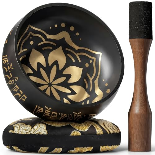 Silent Mind Cuenco Tibetano 10 cm Hecho a Mano con Mazo y Cojín - Sonido puro para meditación y relajación, artesanía de Nepal, ideal para regalo