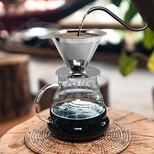 Cafellissimo Paperless Pour Over Kaffeemaschine, 188 (304) Edelstahl, wiederverwendbar, Tropfkegel, Kaffeefilter… – Bild 8