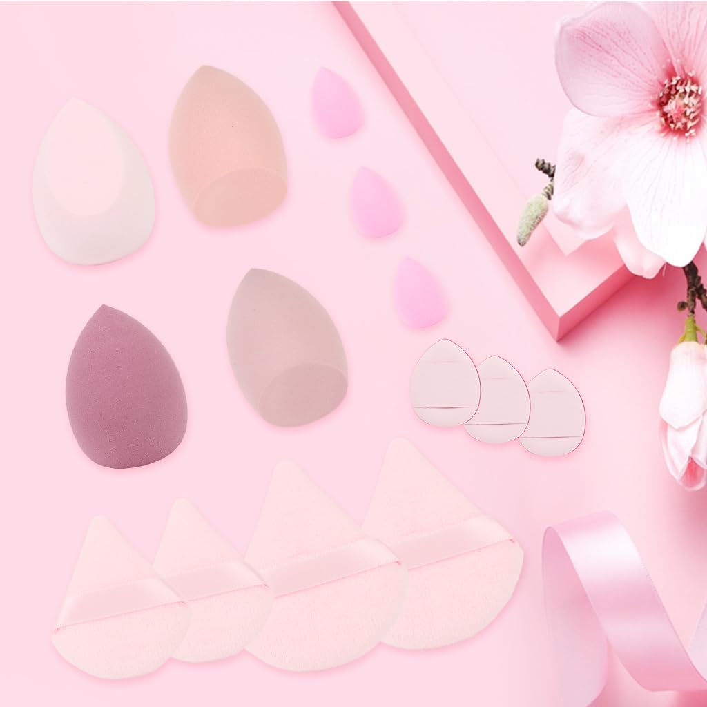 MAYCREATE® 14Pcs Makeup Sponge Set, Face Powder Puff for Women, Assorted Blender Sponges, Triangular Makeup Puff, Thumb-sized Foundation Blending Pads for Loose Powder, Liquid (Pink) - Image 7 thumbnail