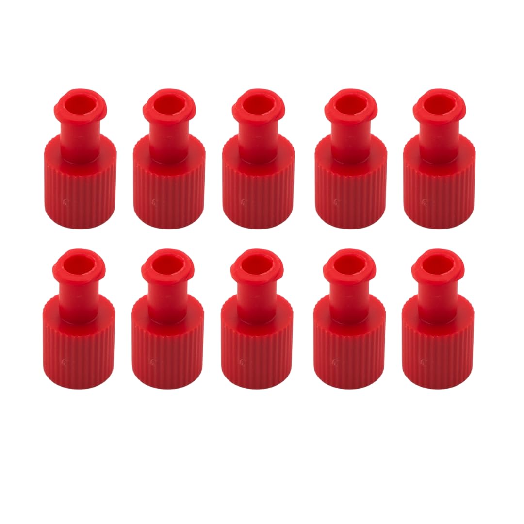 Kit 10 Tappini Luer Lock Combi Stopper Maschio Femmina in ABS, Colore Rosso Compatibile con Connessioni Luer Lock