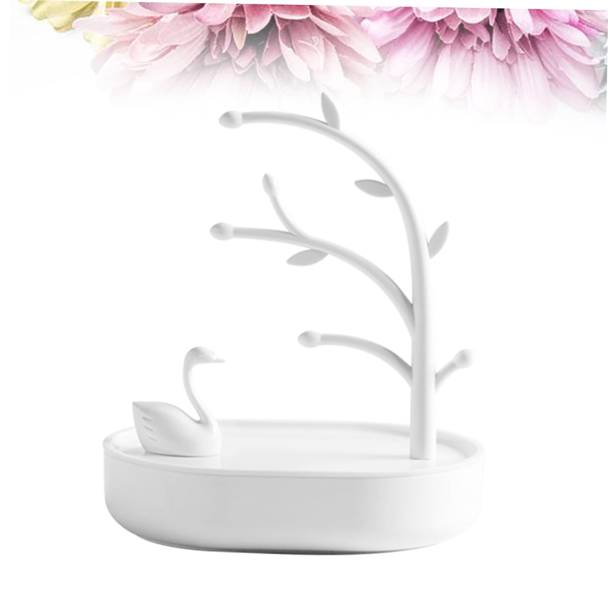 Einzigartige Schwan -Form -Schmuckregal Speicher für Ohrringe Halsketten Armbänder rosa Plastik Organizer Ständer