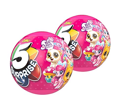 ZURU 5 Surprise Pink Mystery Capsule Surprise Miniature Toy Mystery Ball (2-Pack)