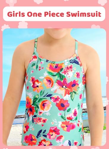 Image of Girls One Piece Swimsuits Summer UPF 50+ Quick Dry Beach Bathing Suit Cross Shoulder Strap Swimwear 2-10 Years