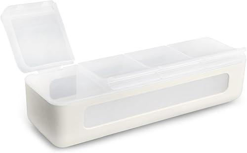 Miniatura 14 de melii Snackle Box - Contenedor de aperitivos de 4 compartimentos con tapas individuales, almacenamiento de alimentos sin BPA para viajes, escuela y