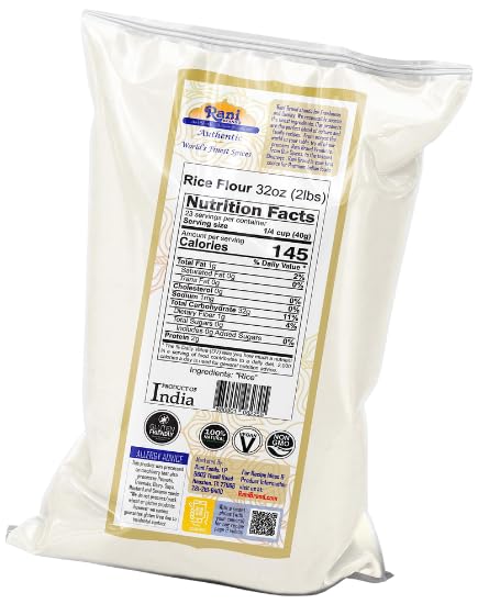 Miniatura 2 de Harina de arroz Rani (blanco) 32 onzas (2 libras) 32.03 oz  Todo natural  Apto para gluten  Vegano  Sin OMG  Kosher  Origen indio