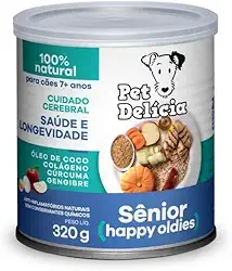 Pet Delícia Sênior +7 Anos com Colágeno Natural 320g Pet Delícia Raça Idosos, Sabor Frango 320g