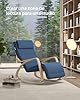 SONGMICS Silla Mecedora, con Apoyabrazos de Madera de Abedul, Silla Mecedora con Reposapiés Ajustable en 5 Posiciones, Máx. Carga de 150 kg, Dormitorio, Salón, Azul Medianoche y Natural LYY010Q01 #4