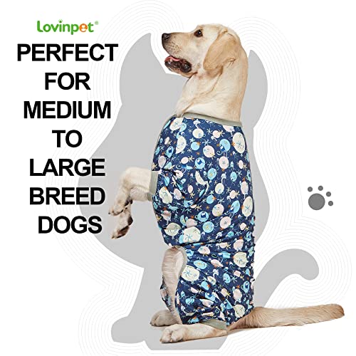 LovinPet Giant Dog Pajamas, Jellyfish And Starfish Deep Sea Print, Clothes for Dogs Lightweight Pullover Large Puppy Pajamas - Image 2