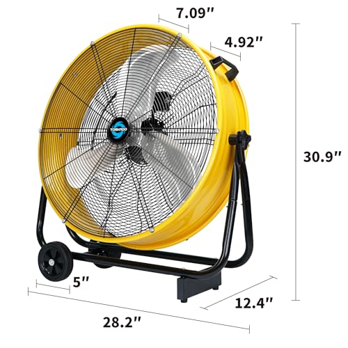 Tornado - 24 Inch High Velocity Air Movement Heavy Duty Metal Drum Fan - 3 Speed Air Circulator Fan - For Industrial, Commercial, Residential, and Greenhouse Use - ETL Safety Listed - 5 Years Warranty